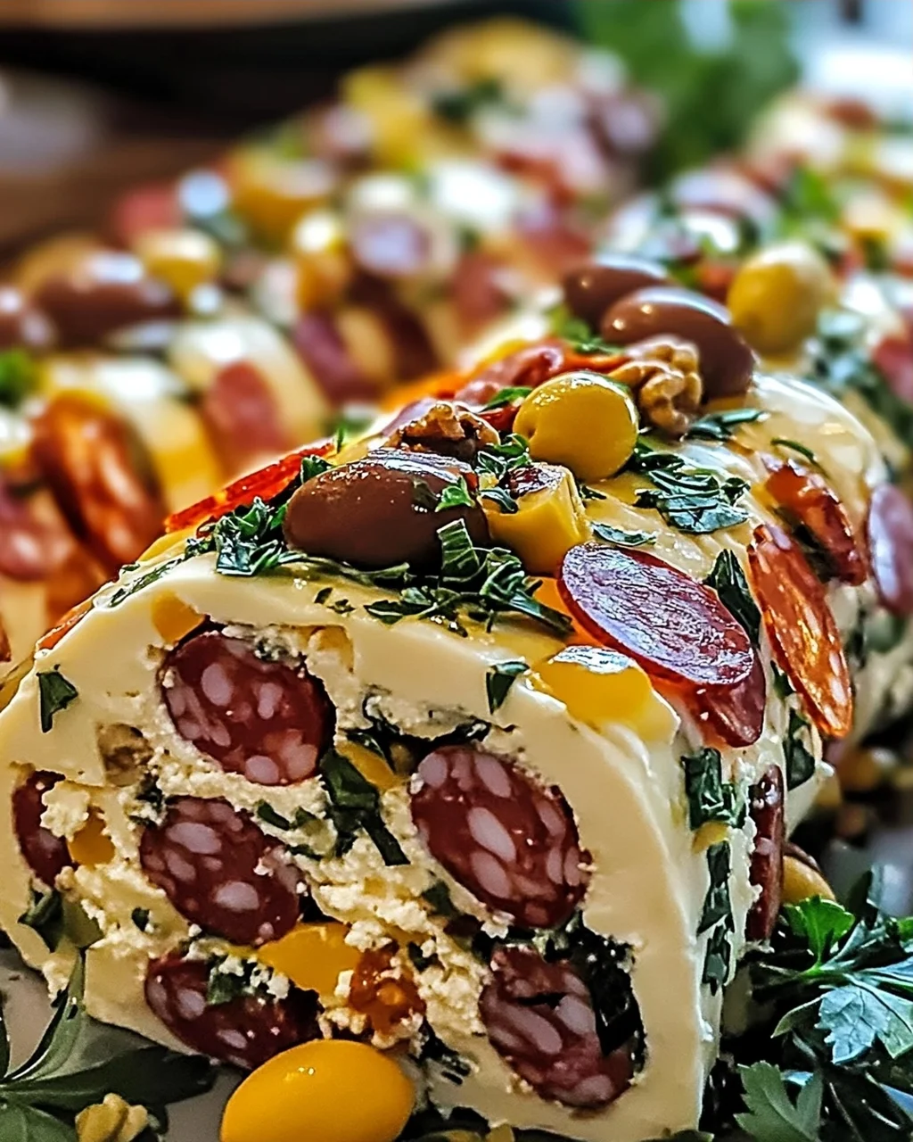 Antipasto Frischkäse Log für festliche Anlässe