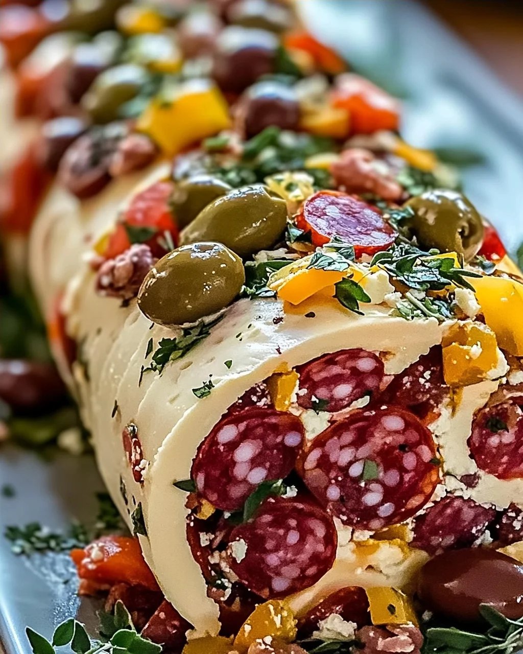 Antipasto Frischkäse Log für festliche Anlässe