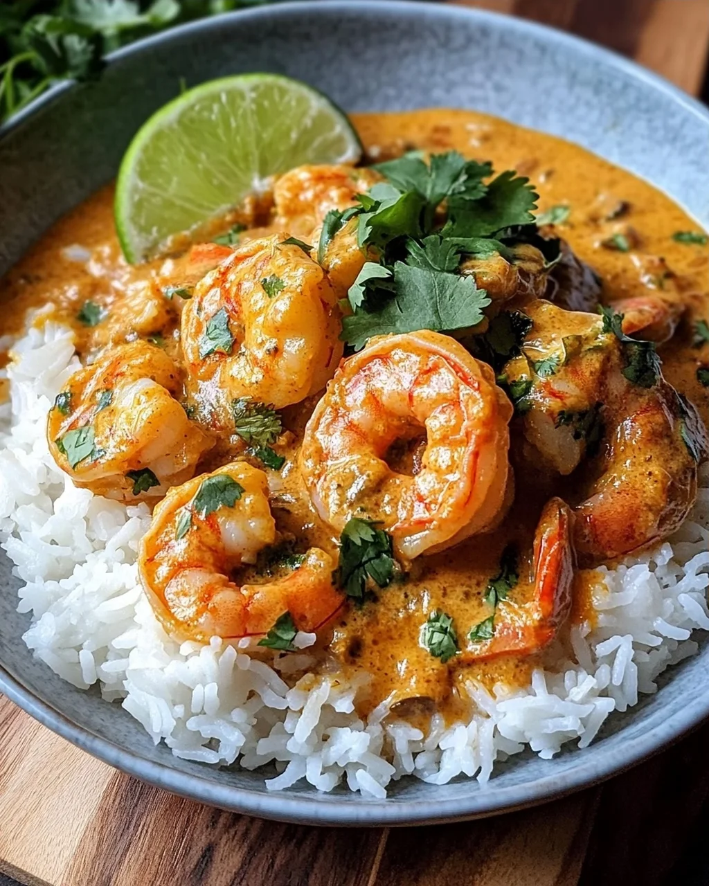 Aromatisches Garnelen Curry mit Kokosmilch und Reis