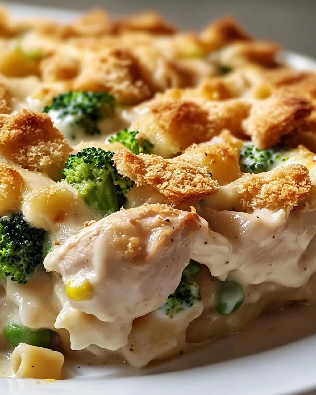 Cremiger Hähnchen Alfredo Auflauf mit buttriger Kruste