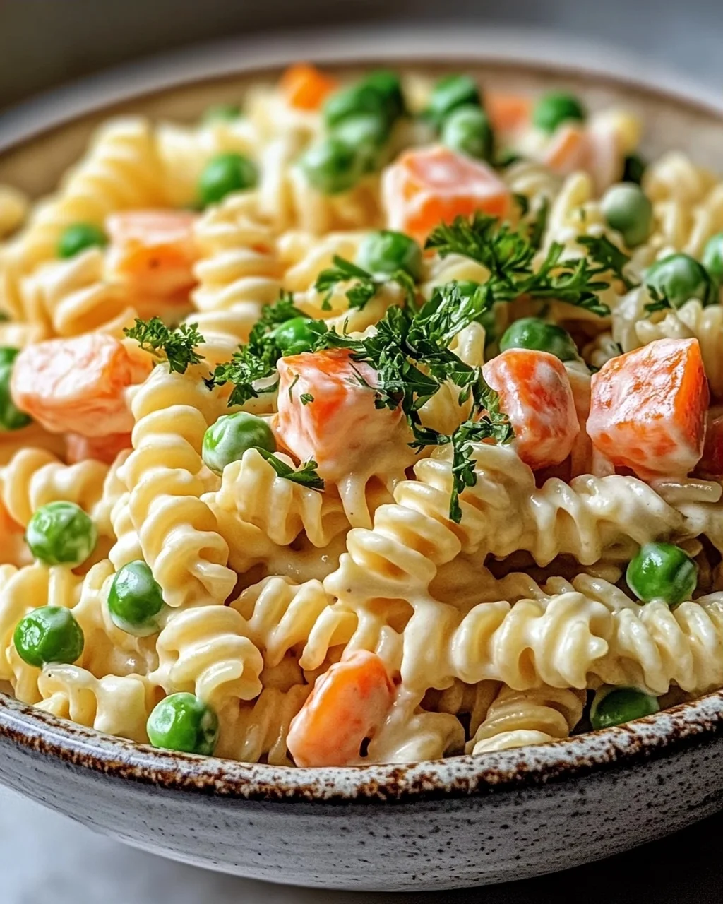 Cremiger Nudelsalat mit Erbsen und Möhren – Ein Genuss!