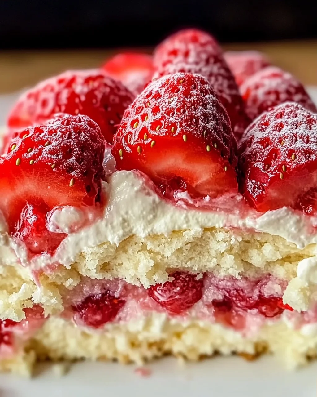 Erdbeer-Erdbeben-Kuchen mit cremigem Swirl