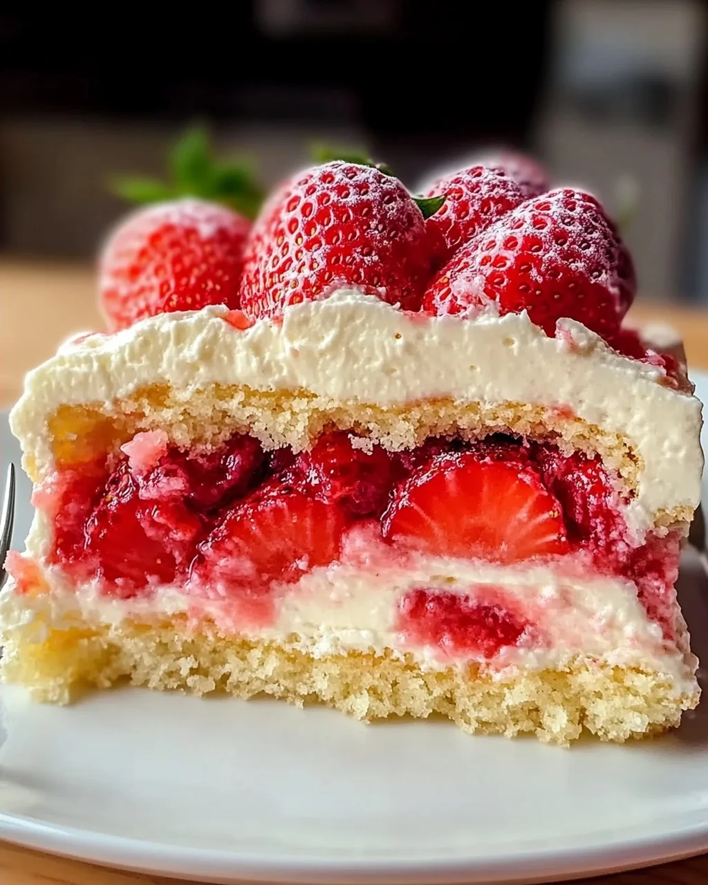 Erdbeer-Erdbeben-Kuchen mit cremigem Swirl