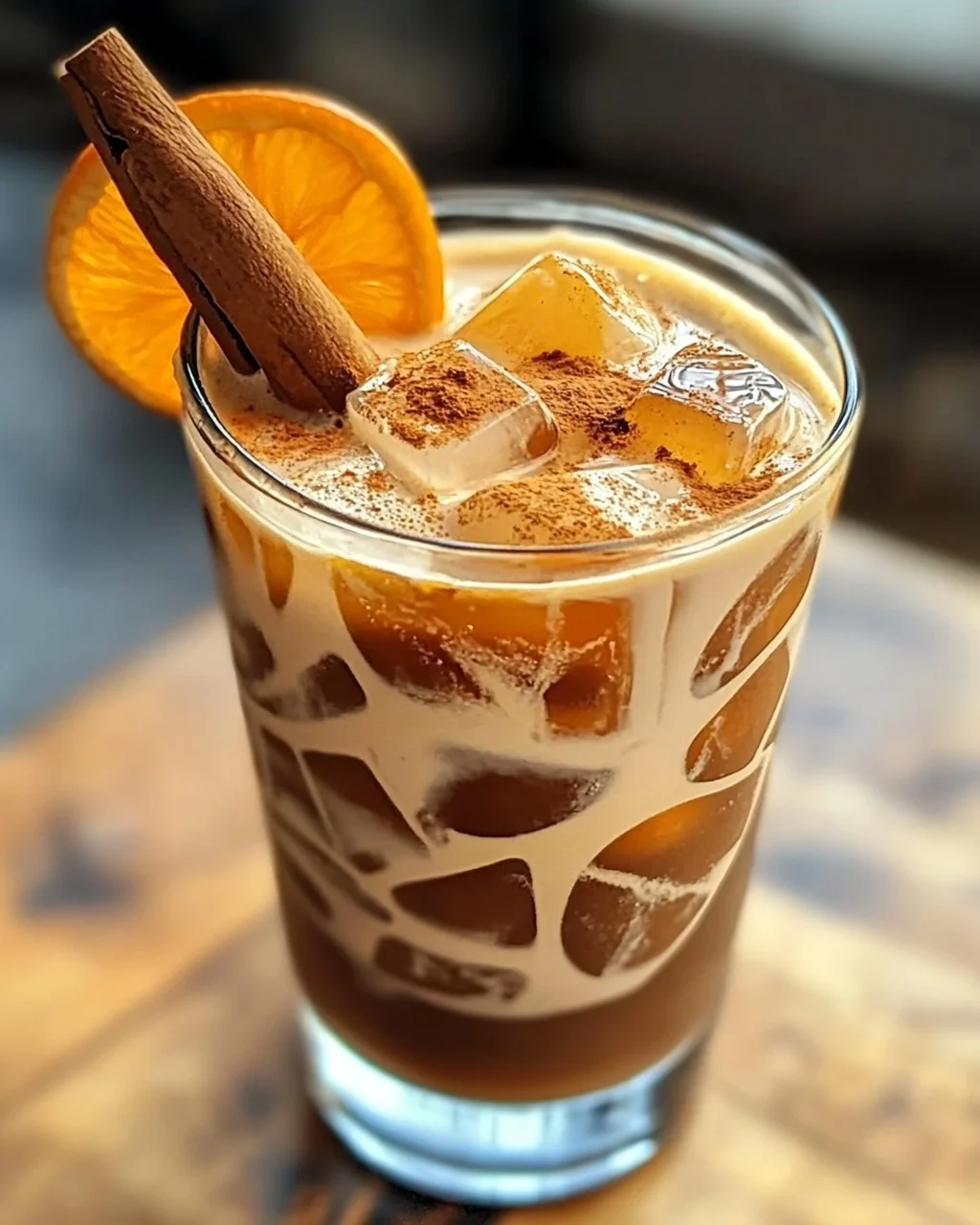 Erfrischender Eiskaffee mit Orange und Zimt für heiße Tage