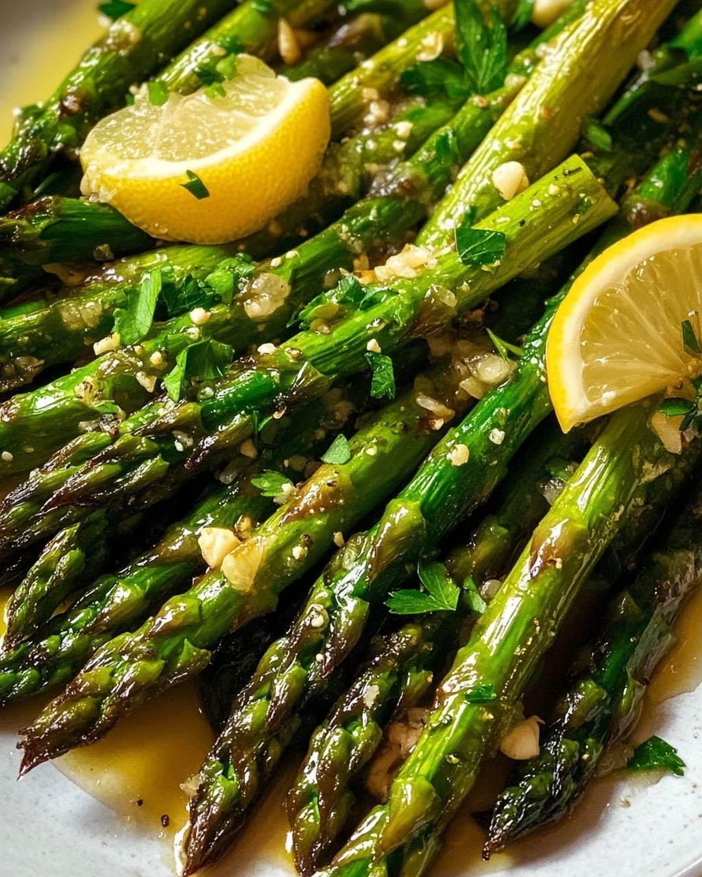 Fried Green Asparagus with Garlic and Lemon Recipe