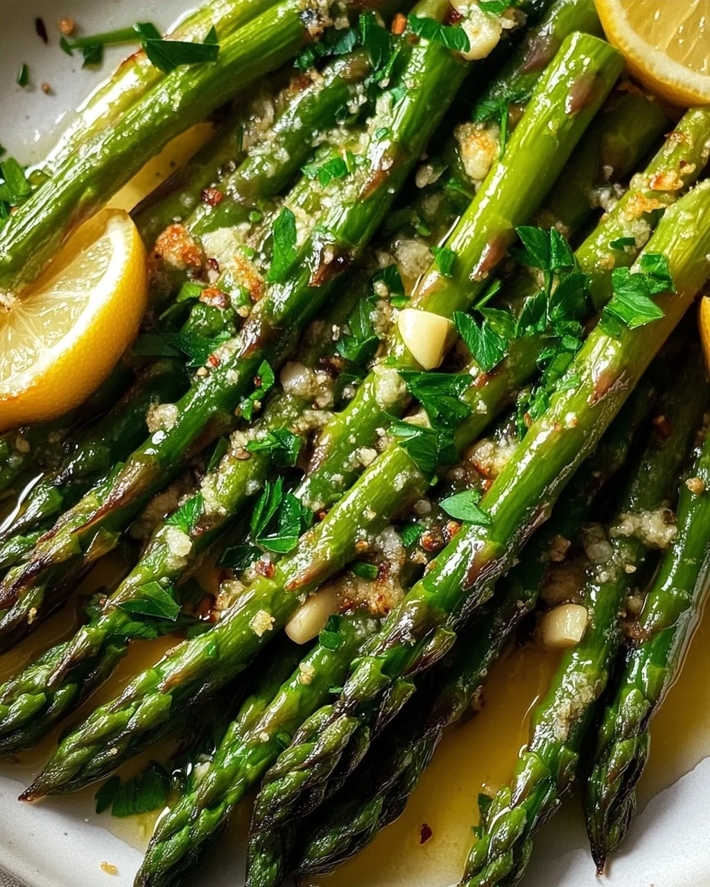 Fried Green Asparagus with Garlic and Lemon Recipe