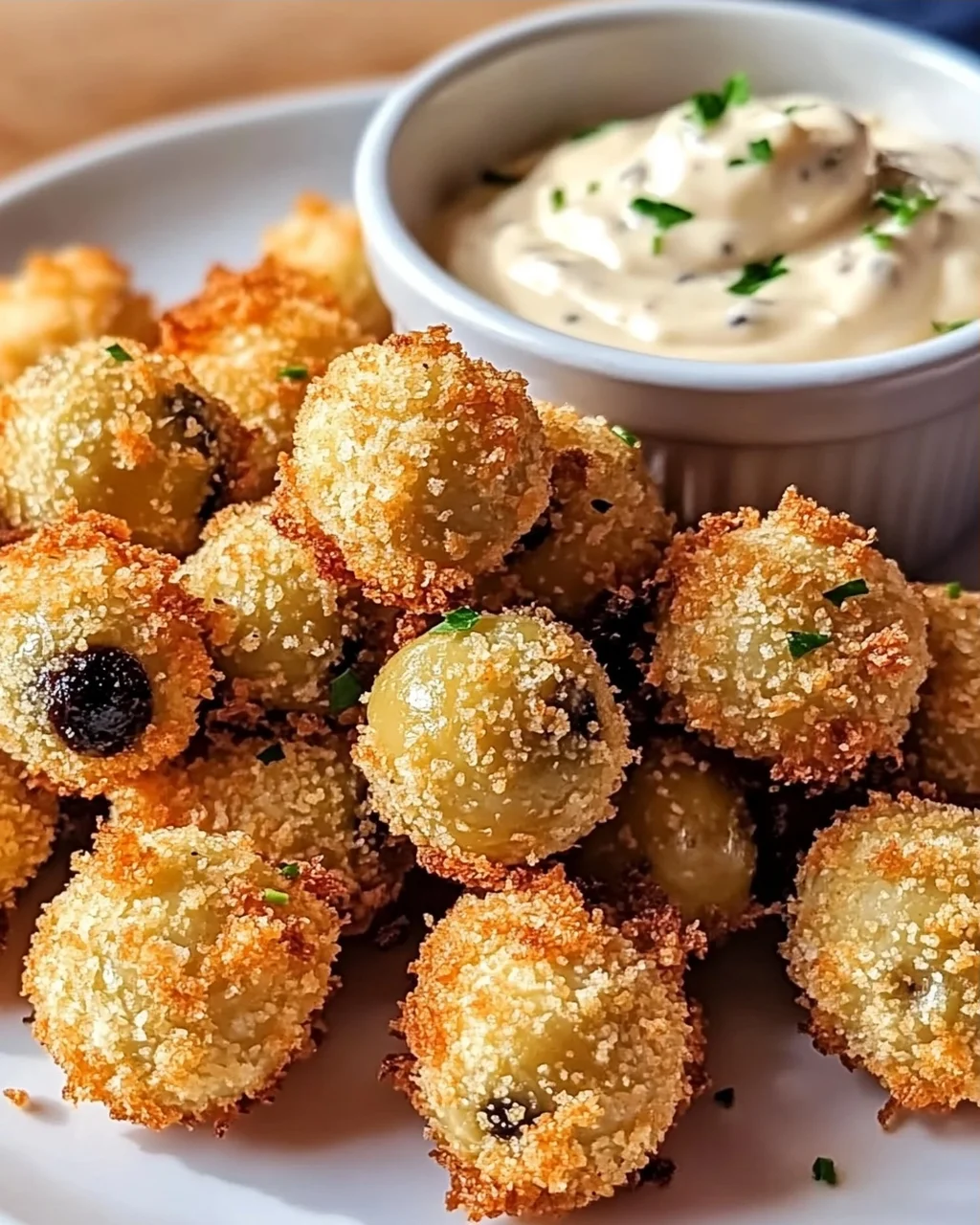 Frittierte Oliven mit Knoblauch-Aioli selbst gemacht