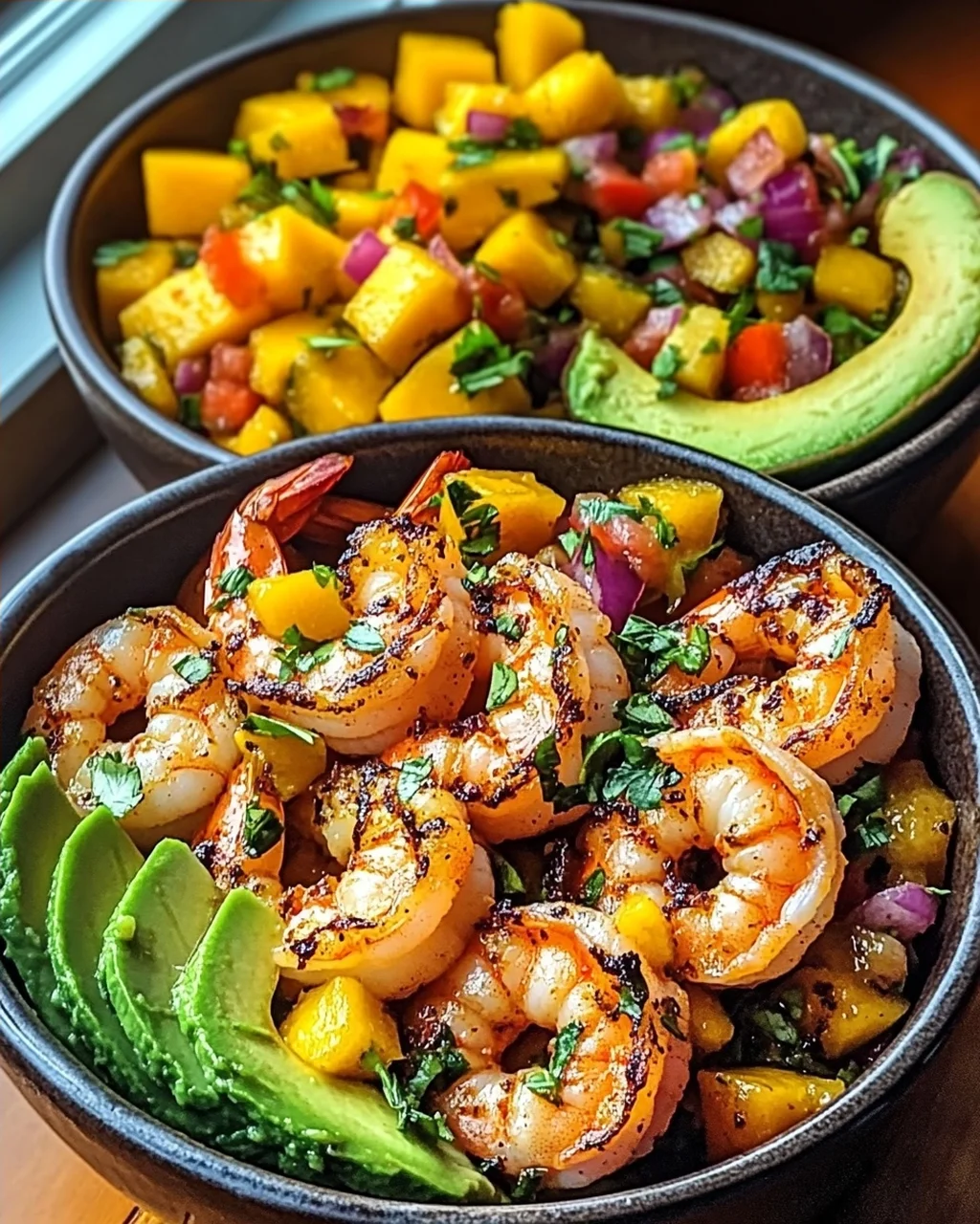 Garnelen- und Avocado-Schalen mit Mango-Salsa genius