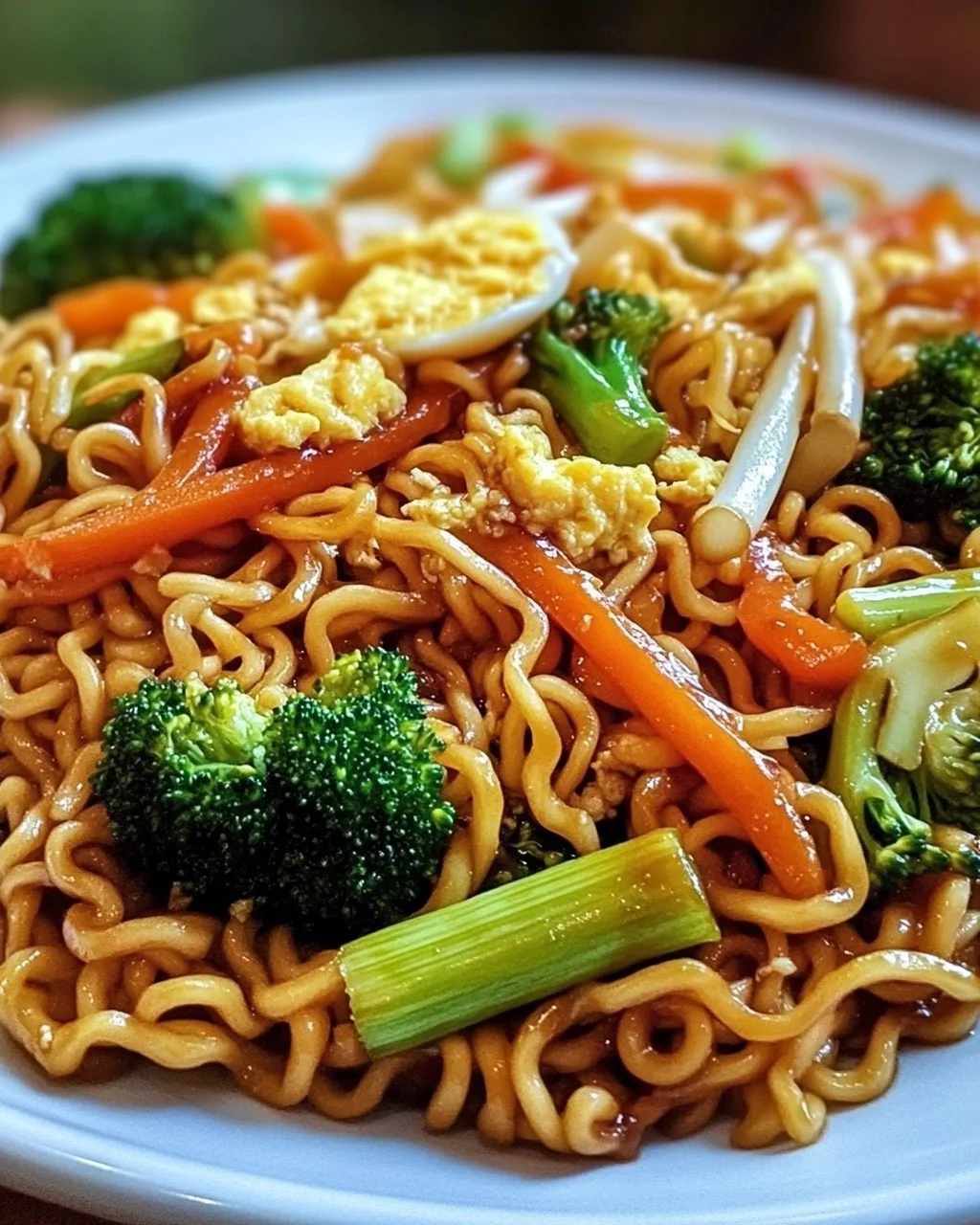 Gebratene Nudeln mit Gemüse und Ei - asiatisch
