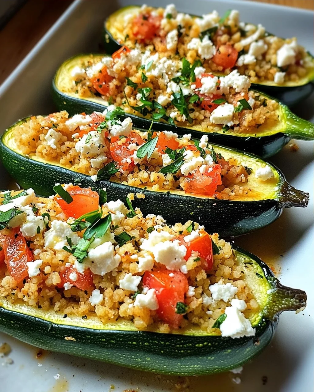 Gefüllte Zucchinis mit Couscous und Feta