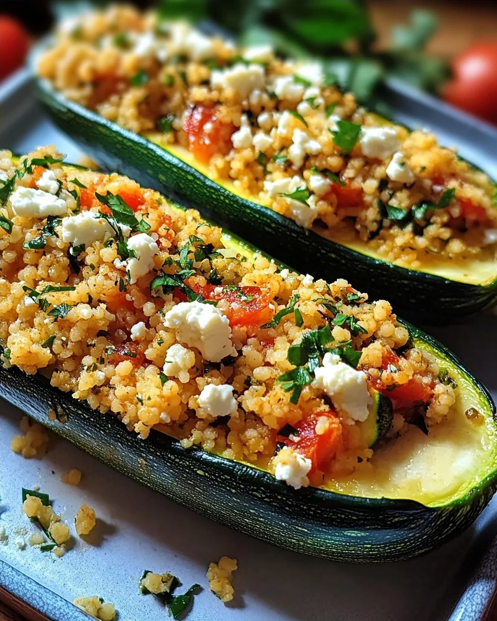Gefüllte Zucchinis mit Couscous und Feta