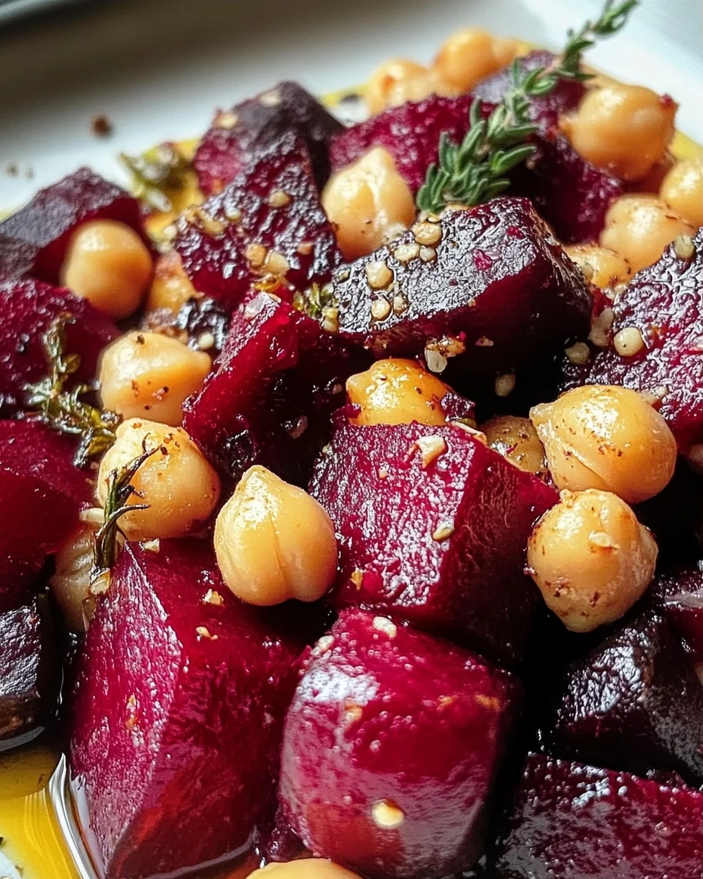 Geröstete Rote Bete mit Knoblauch & Kichererbsen