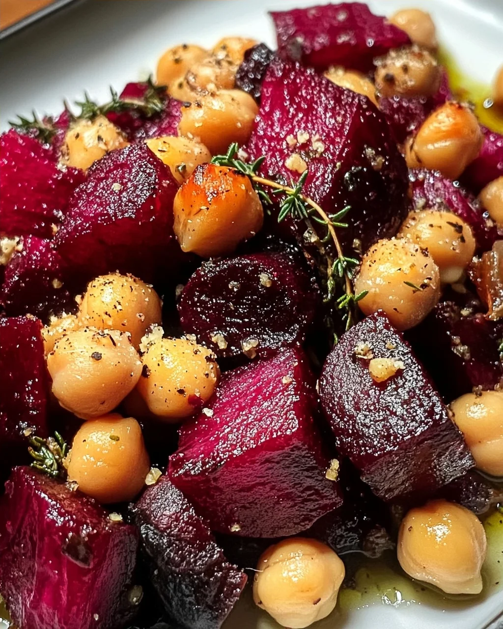Geröstete Rote Bete mit Knoblauch & Kichererbsen