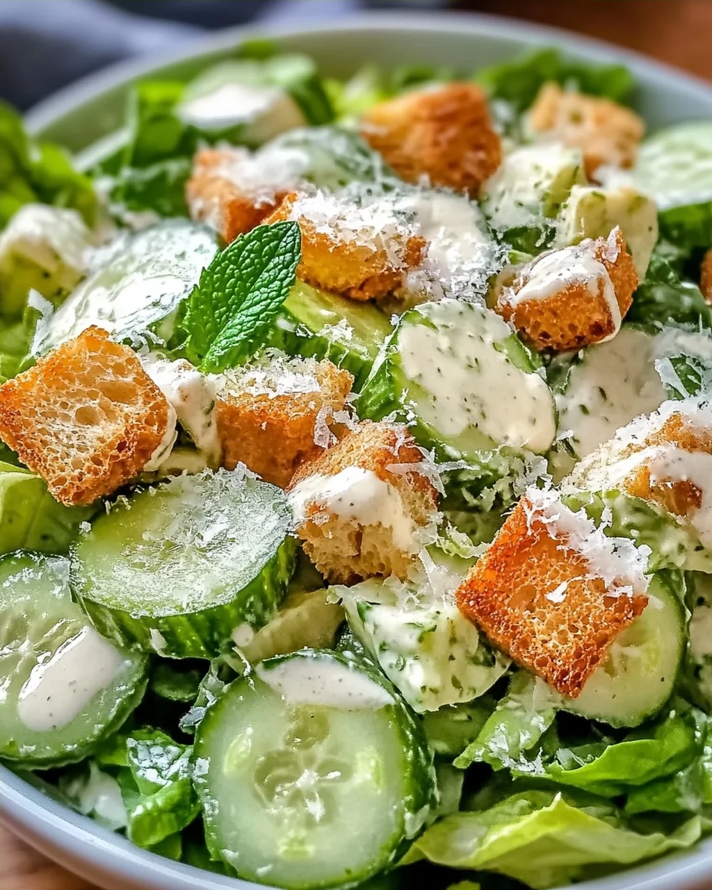Gurken-Caesar-Salat für heiße Sommertage