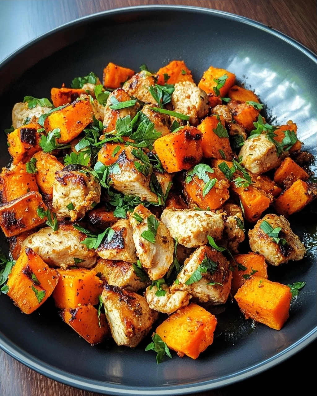 Hackfleisch aus Huhn und Süßkartoffeln