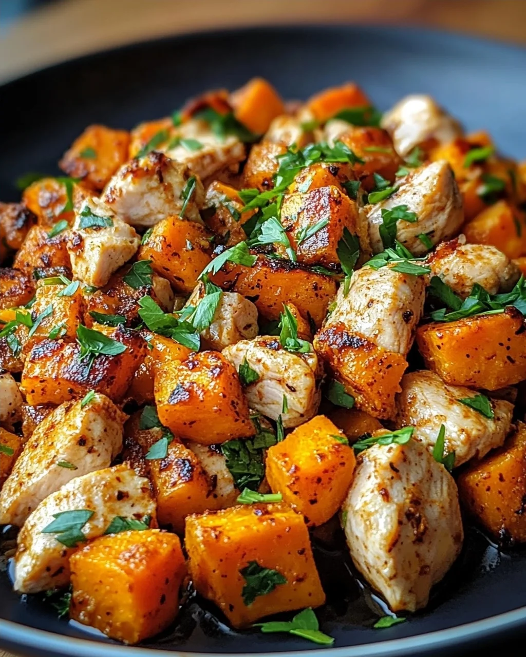 Hackfleisch aus Huhn und Süßkartoffeln