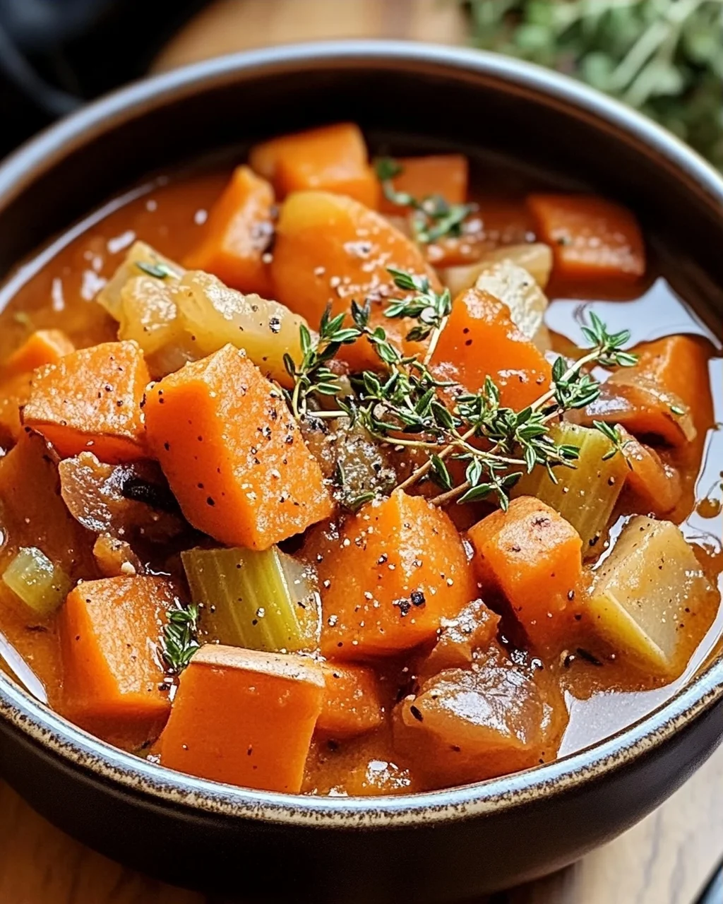 Herzhaftes veganes Süßkartoffel-Eintopf für kalte Tage