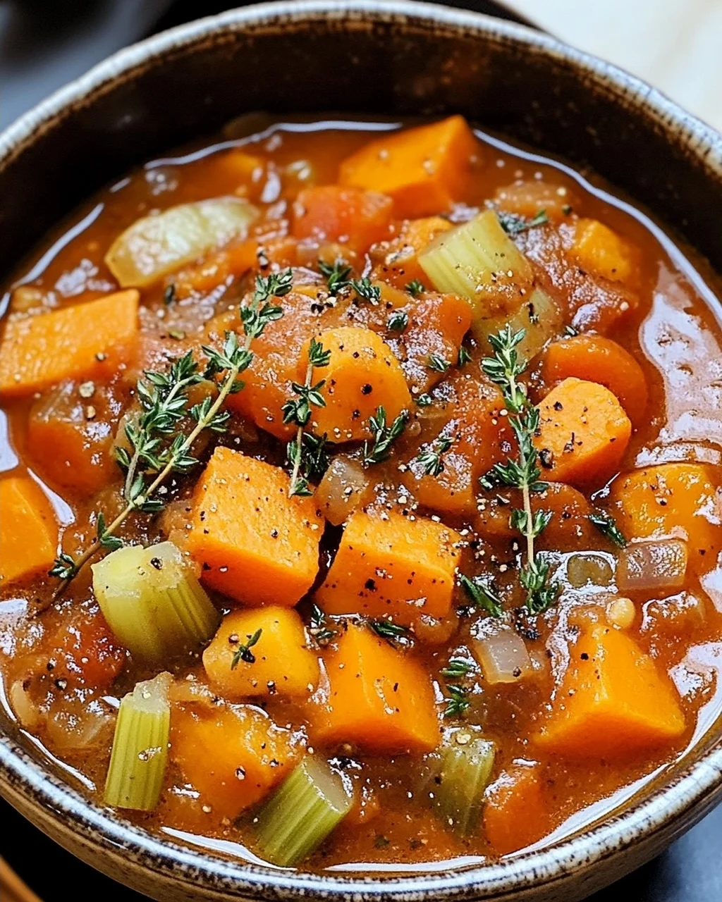 Herzhaftes veganes Süßkartoffel-Eintopf für kalte Tage
