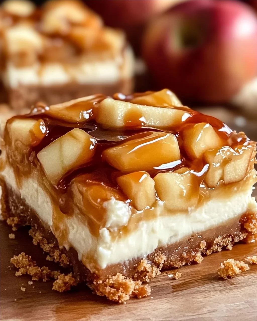 Himmlische Karamell Apfel Cheesecake Bars
