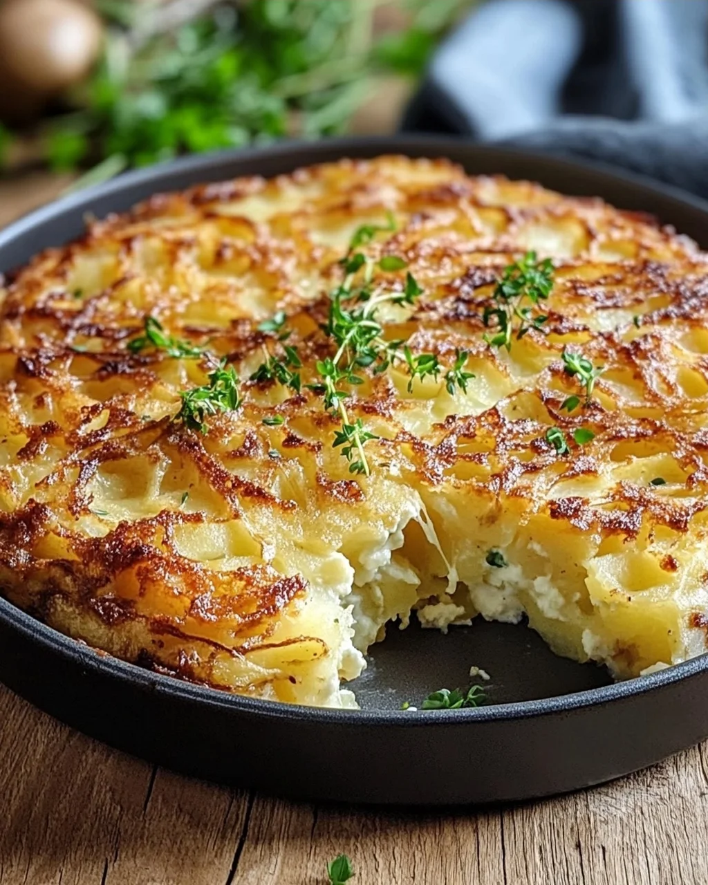 Hüttenkäse Kartoffelrösti Auflauf