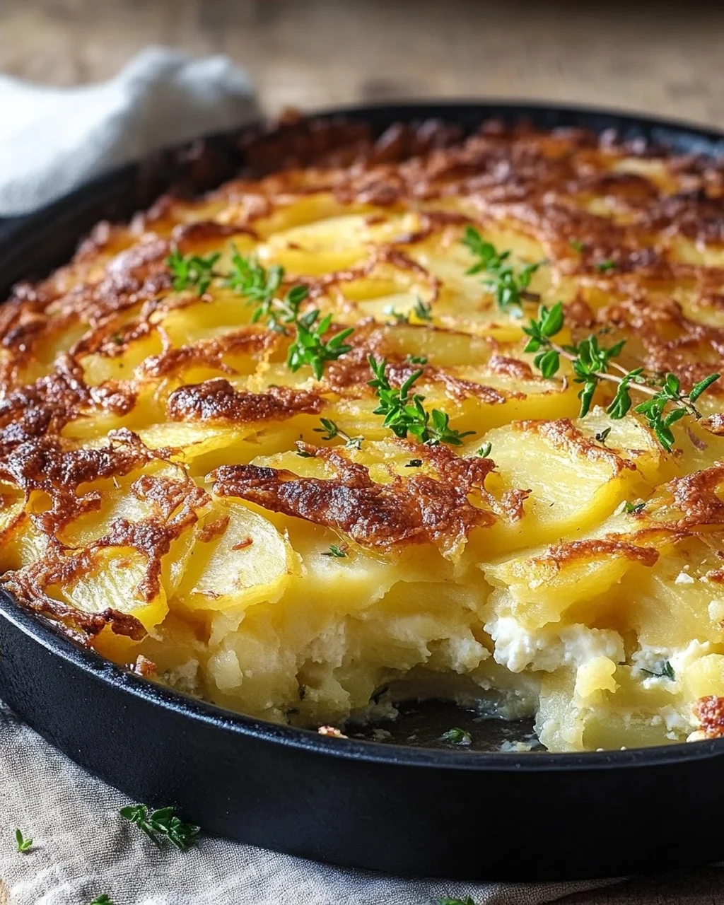 Hüttenkäse Kartoffelrösti Auflauf