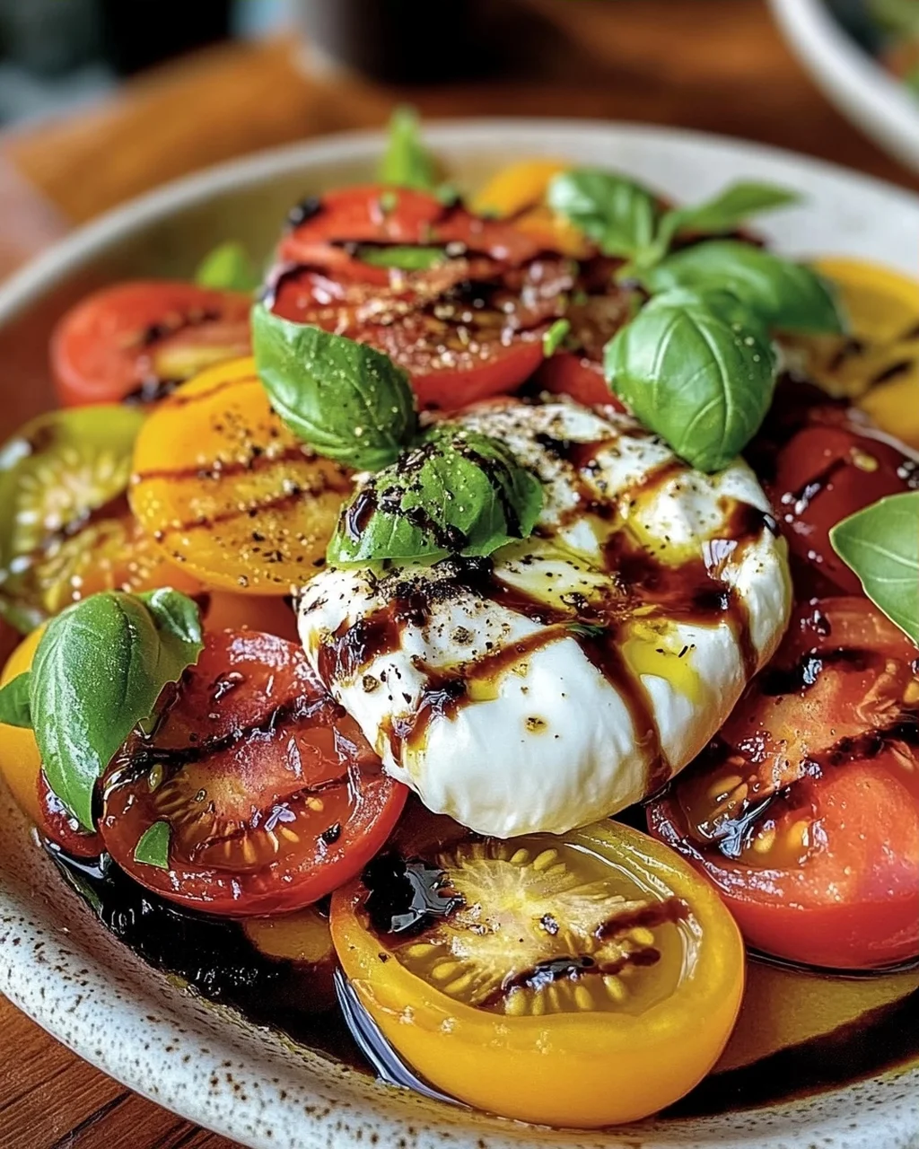 Italienischer Burrata-Caprese-Salat aus Heirloom-Tomaten