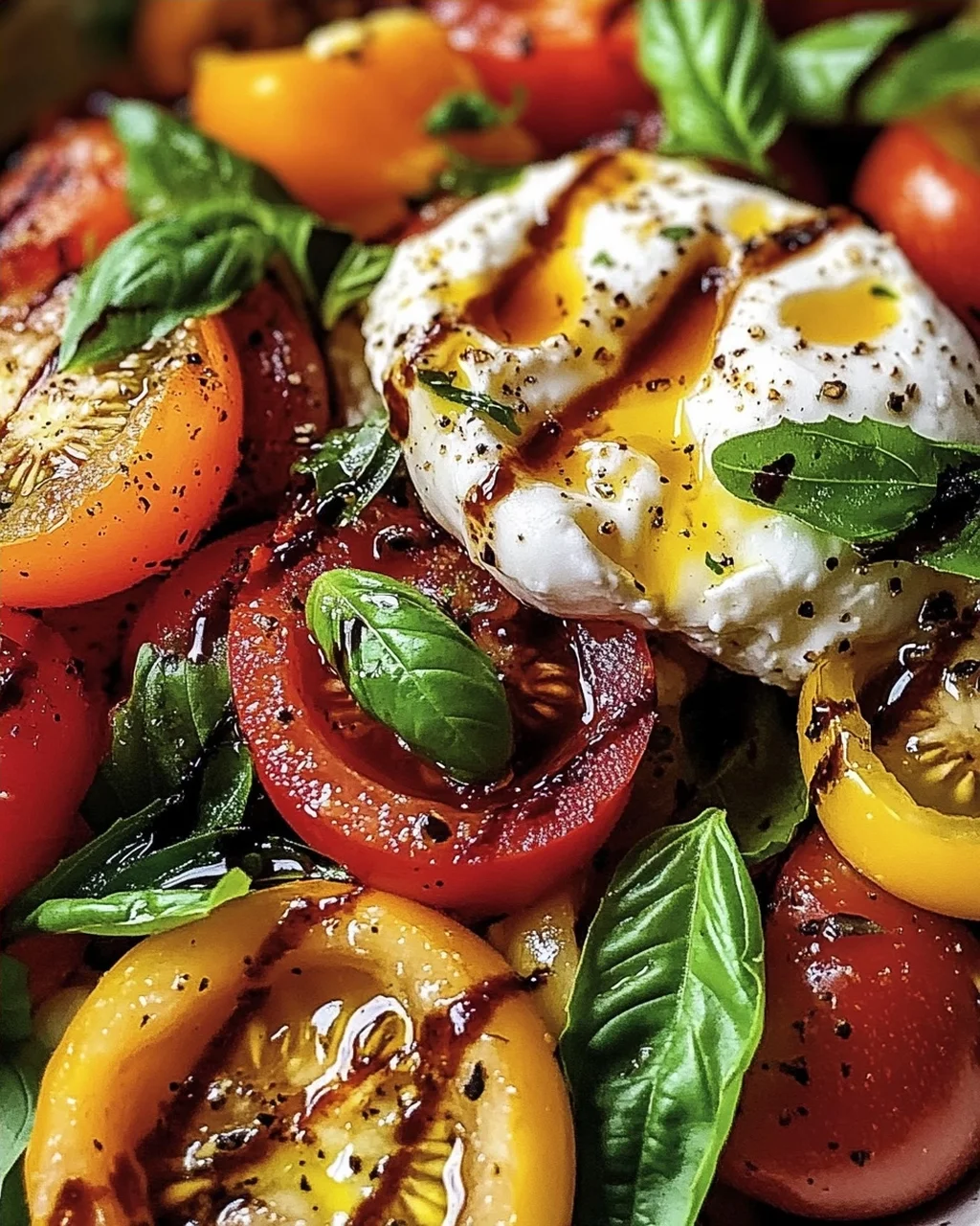 Italienischer Burrata-Caprese-Salat aus Heirloom-Tomaten