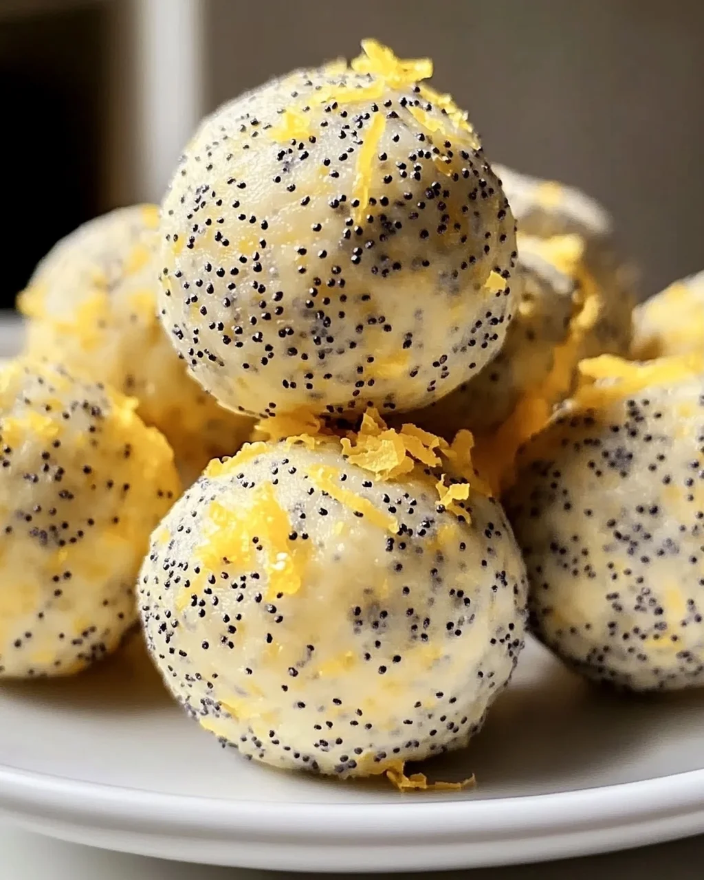 Keine-Backen Zitronen Mohnsamen Proteinbällchen ganz einfach