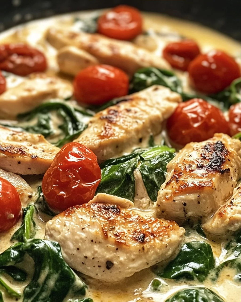 Keto Hähnchen Spinat Tomaten Pfanne: Cremiger Genuss mit Spinat & Tomaten