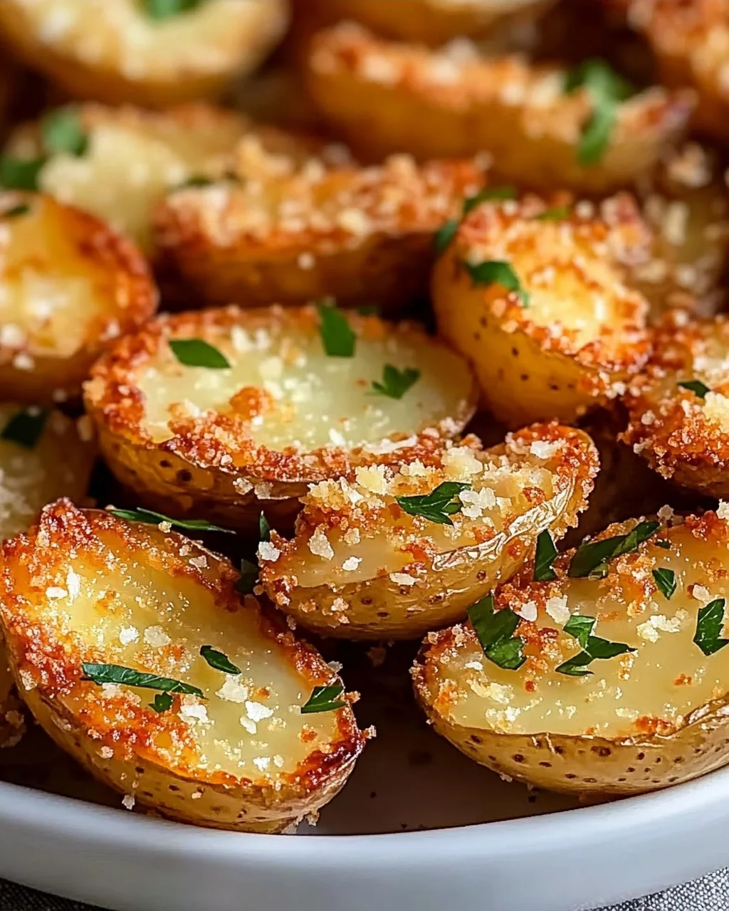 Knoblauch-Parmesan Krustenkartoffeln (Garlic Parmesan Crusted Potatoes)