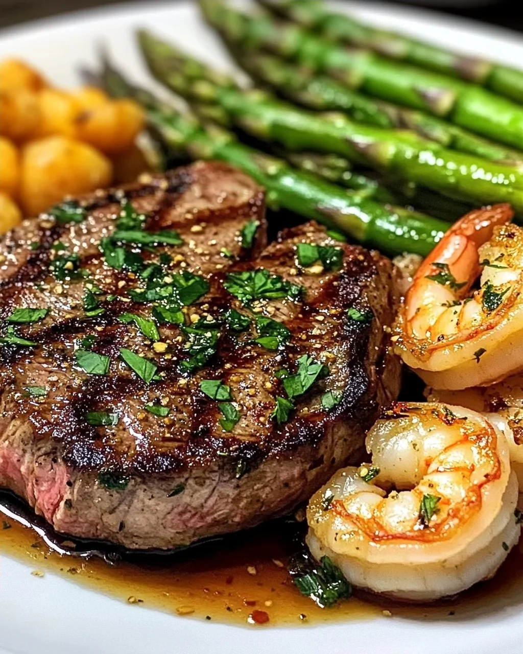 Knoblauchbutter Garnelen und Steak für dein Date Night