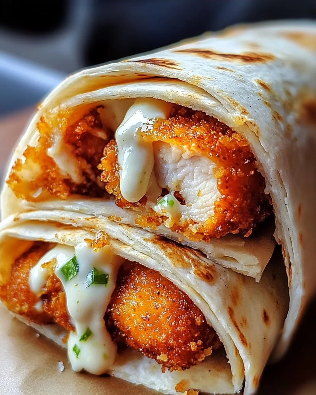 Knusprige, Käsige Knoblauch-Hühnchen-Wraps