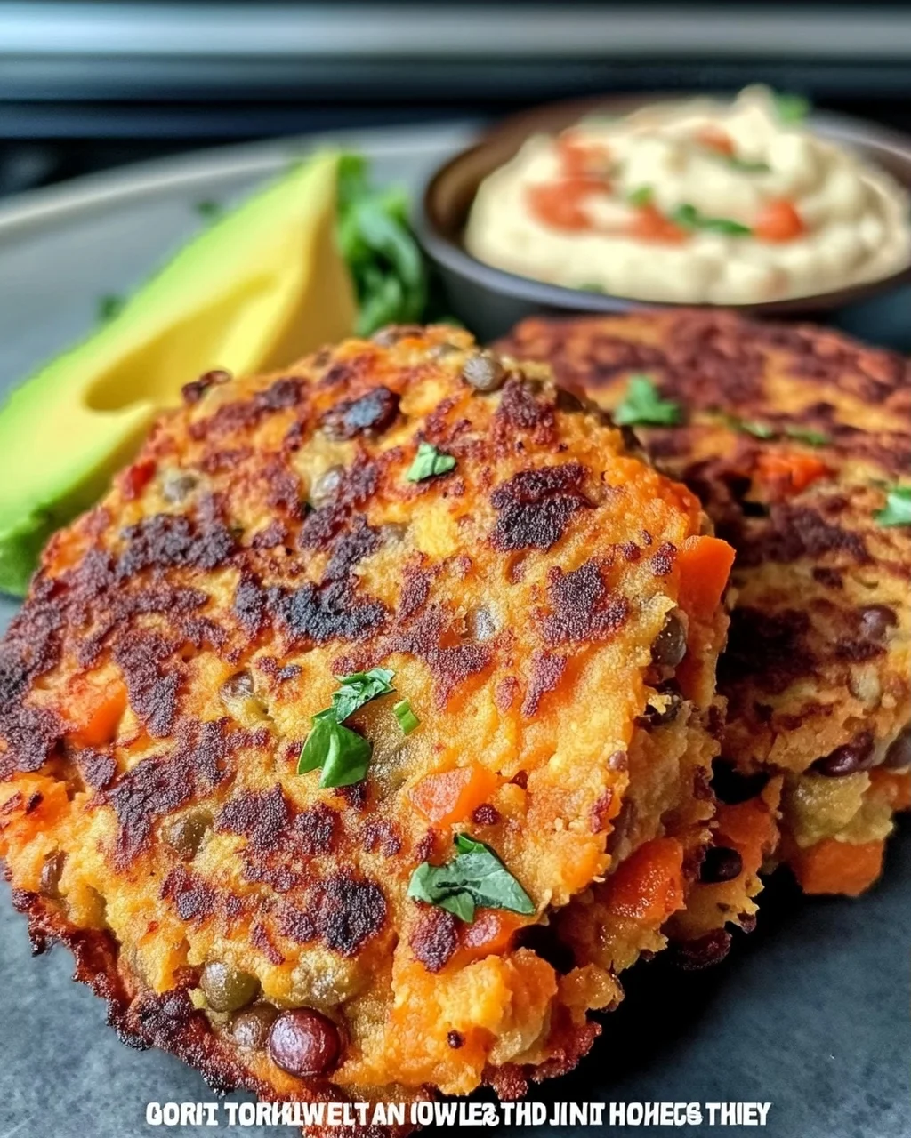 Knusprige Süßkartoffel- und rote Linsen-Patties