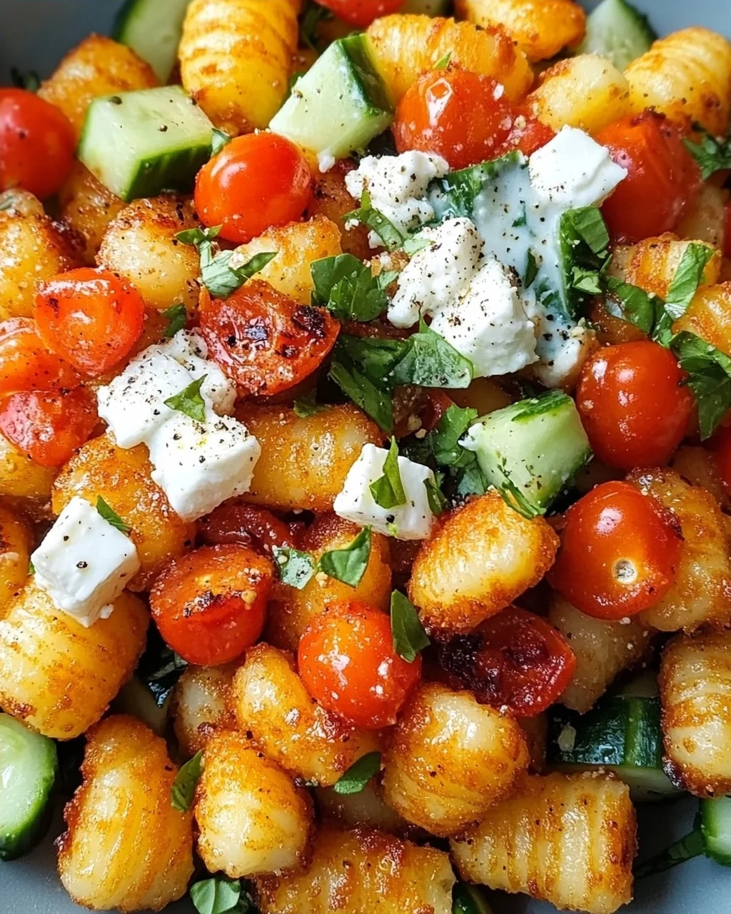 Knuspriger Gnocchi-Salat mit Joghurt-Dressing