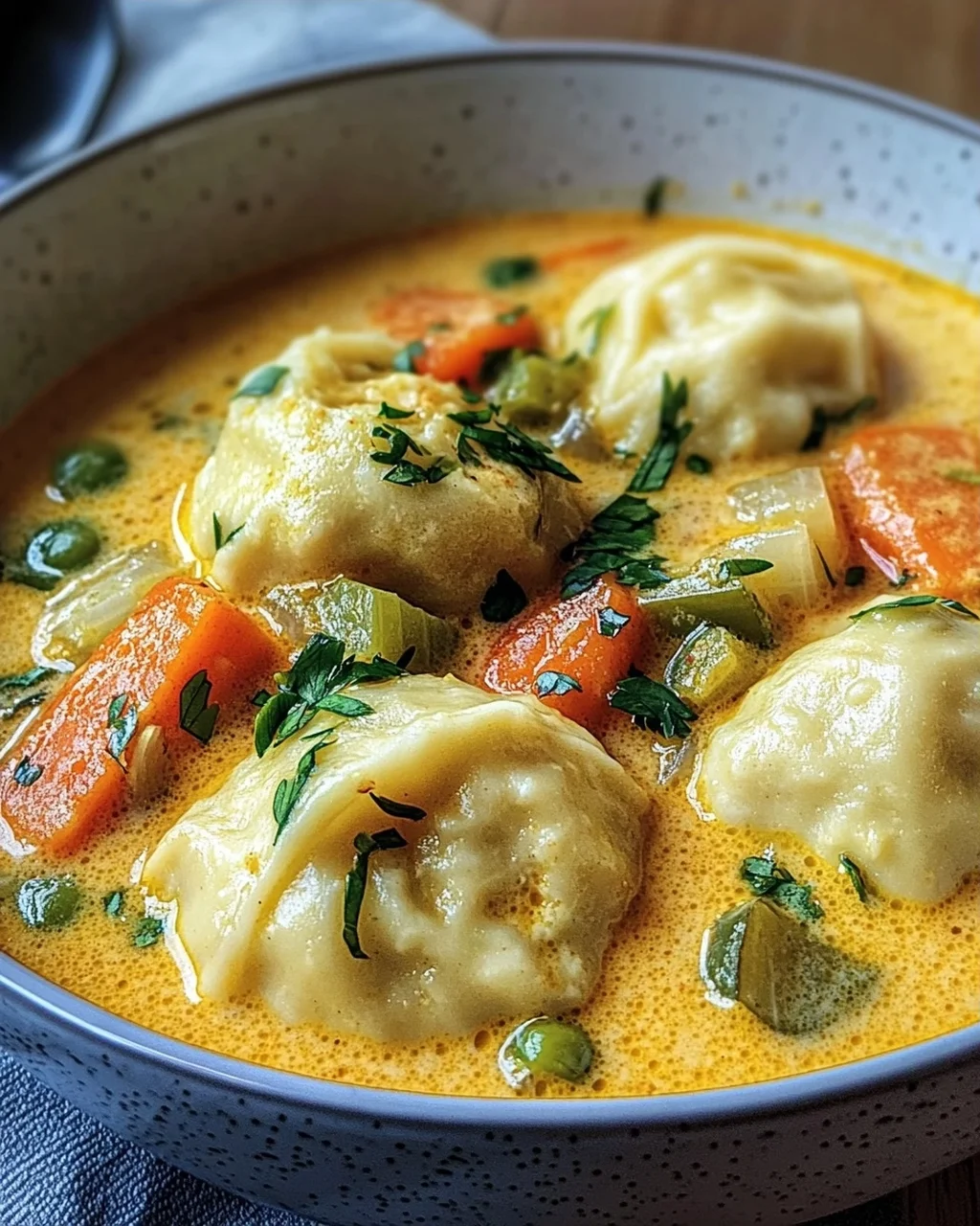 Kokos Curry Suppe mit Dumplings