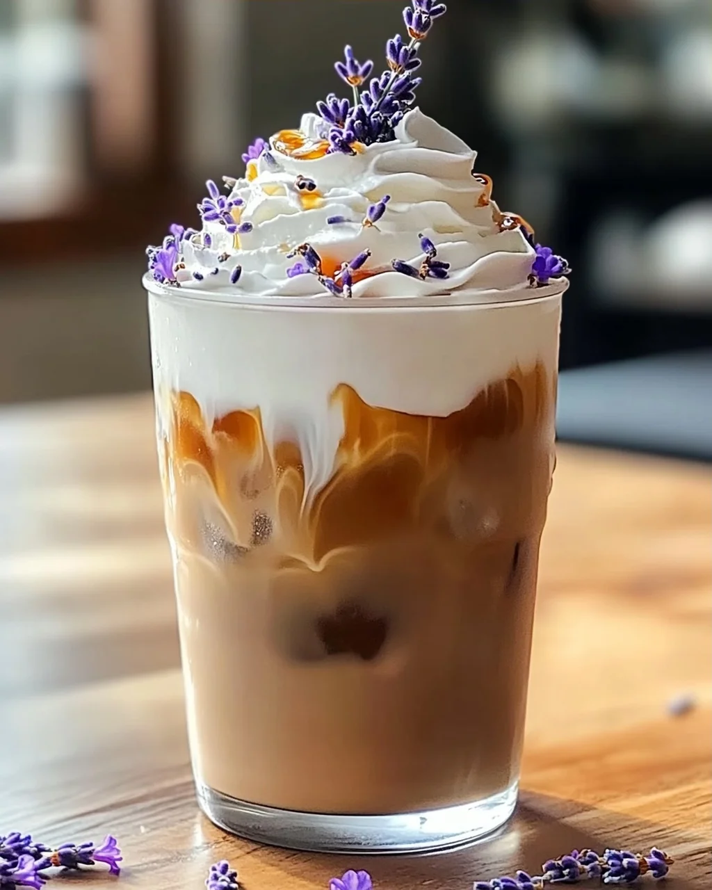 Lavendel-Honig-Eis-Kaffee für heiße Tage