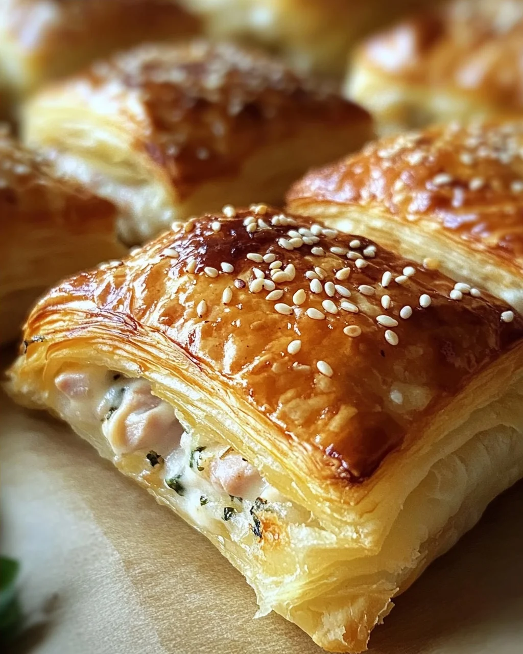 Leckere Blätterteig Puten-Käse Snacks