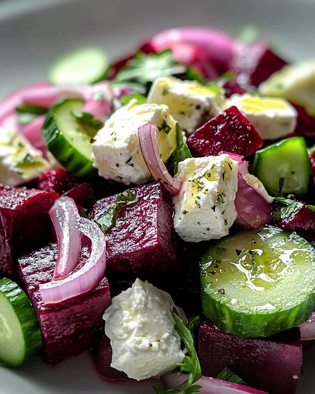 Leckerer Rote-Bete-Salat mit Feta und Gurken Rezept