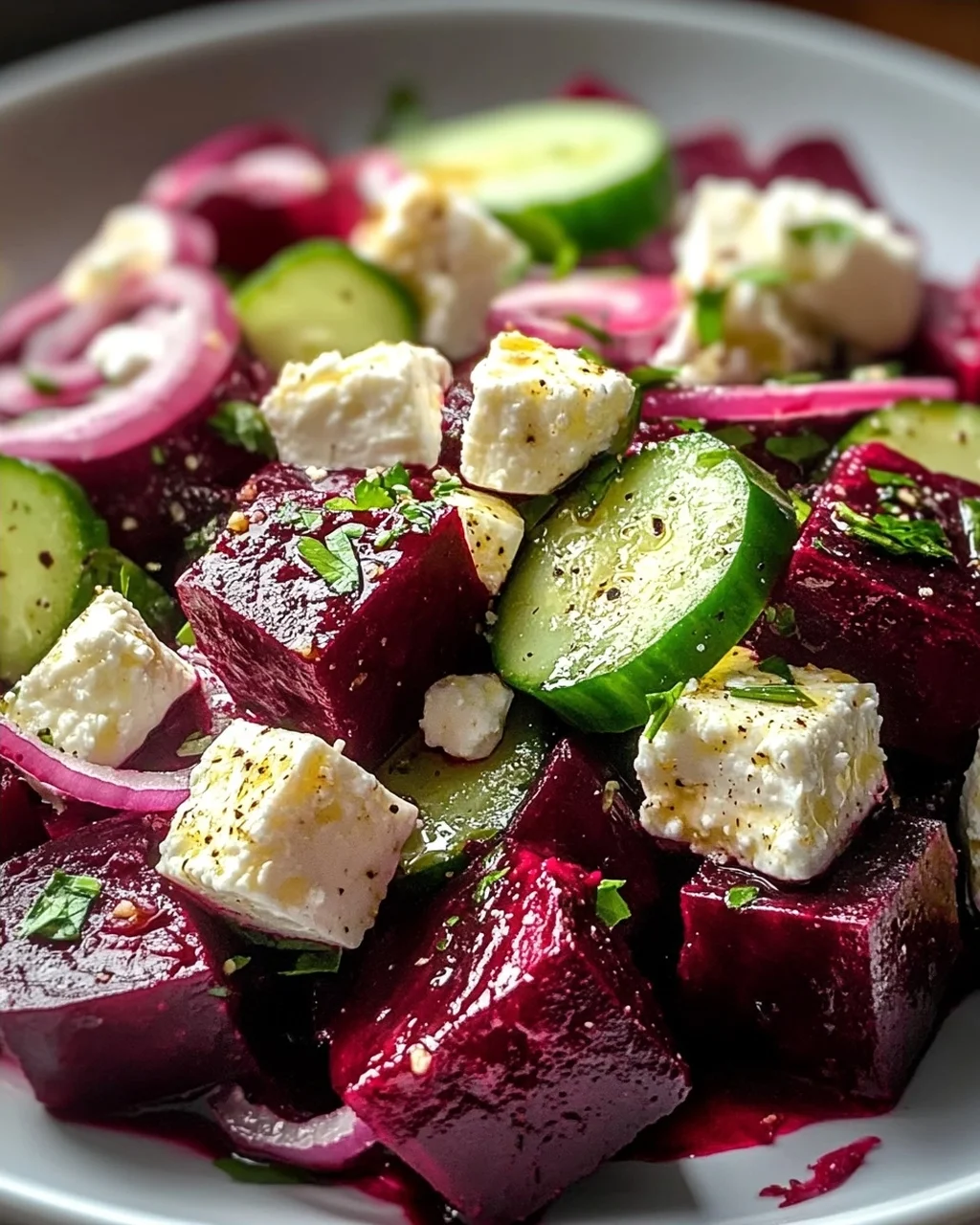 Leckerer Rote-Bete-Salat mit Feta und Gurken Rezept