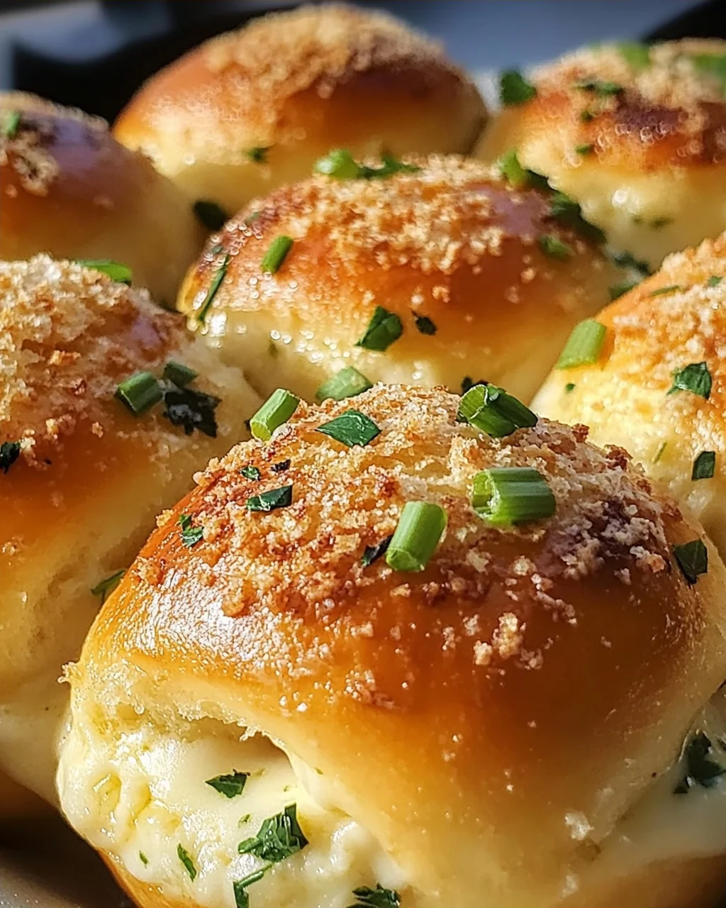 Megalecker Knoblauch Brötchen gefüllt mit Mozzarella Käse Rezept