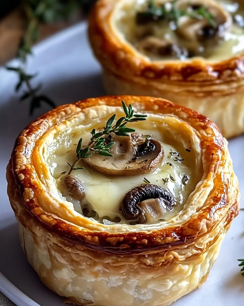 Mini Pilz-Gruyere Pot Pies mit Thymian