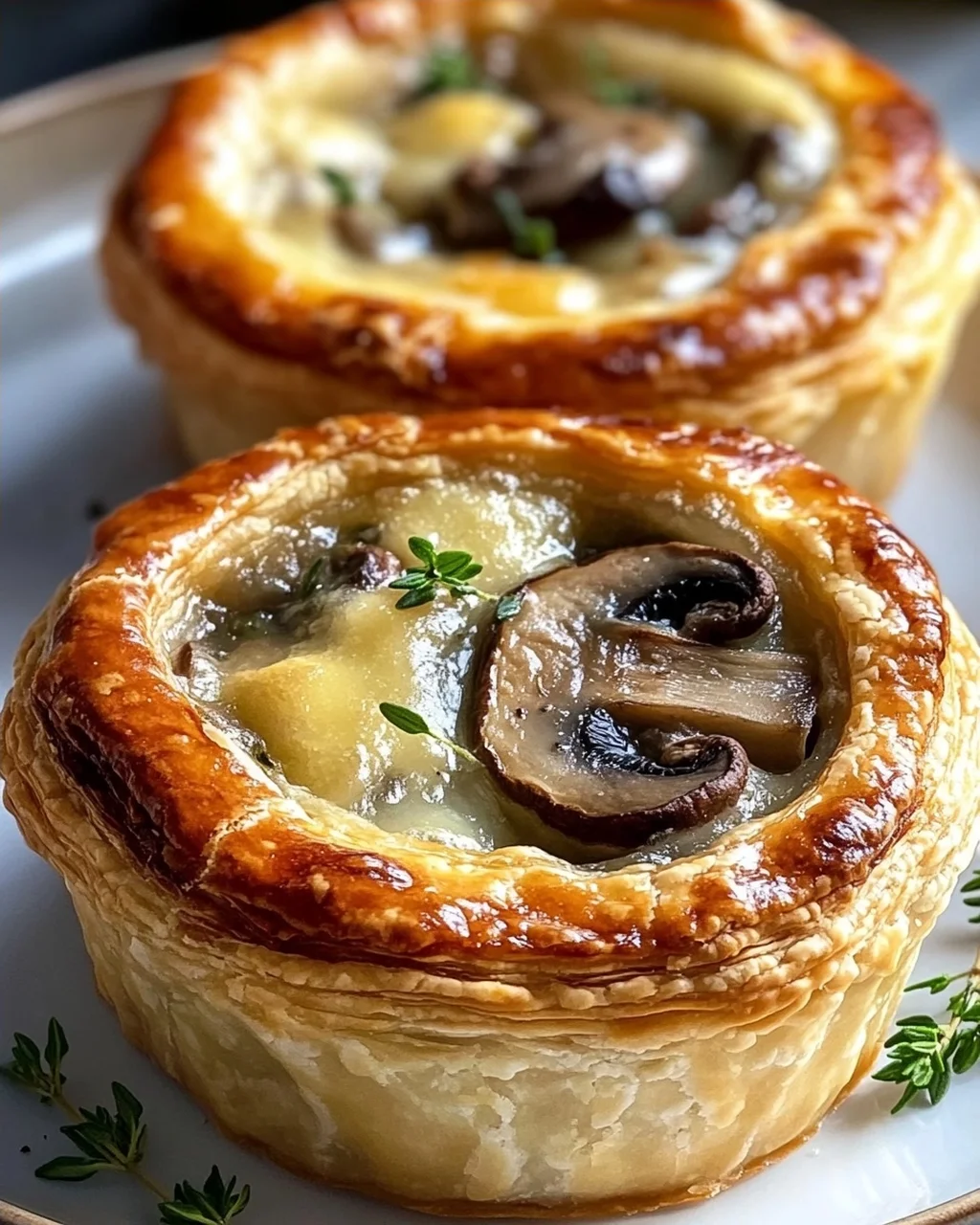 Mini Pilz-Gruyere Pot Pies mit Thymian