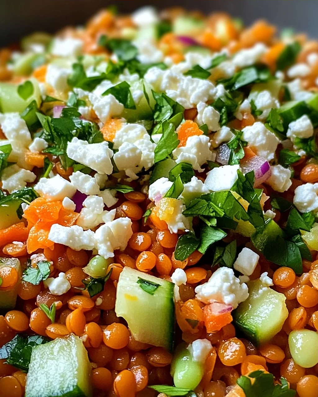 Orientalischer Rote Linsensalat mit Feta einfach genießen!
