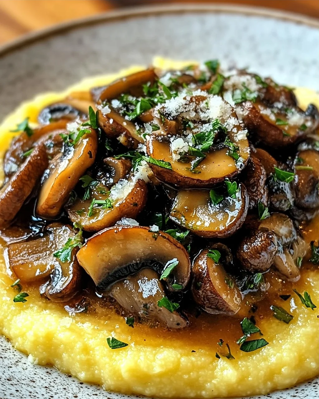 Pilzragout auf Parmesan-Polenta