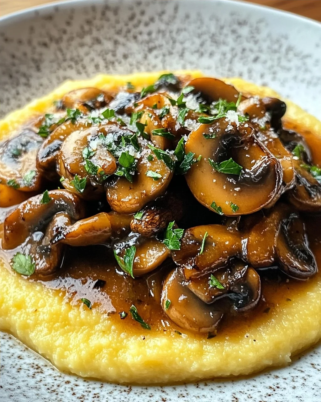 Pilzragout auf Parmesan-Polenta