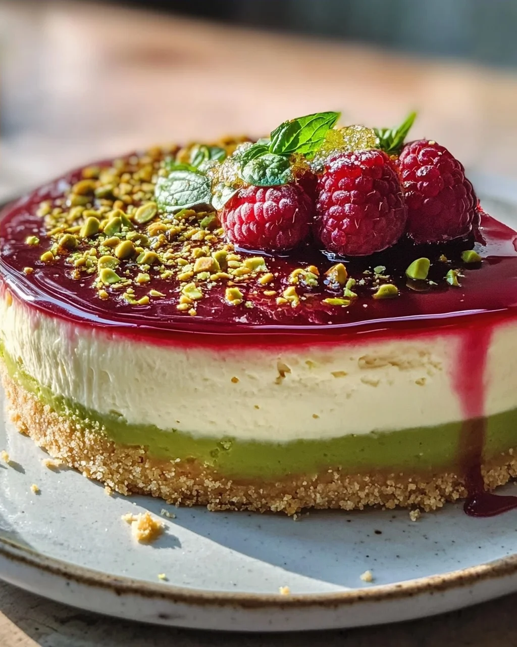 Pistazien Cheesecake mit Himnon-alcoholic beer Topping – WoW!