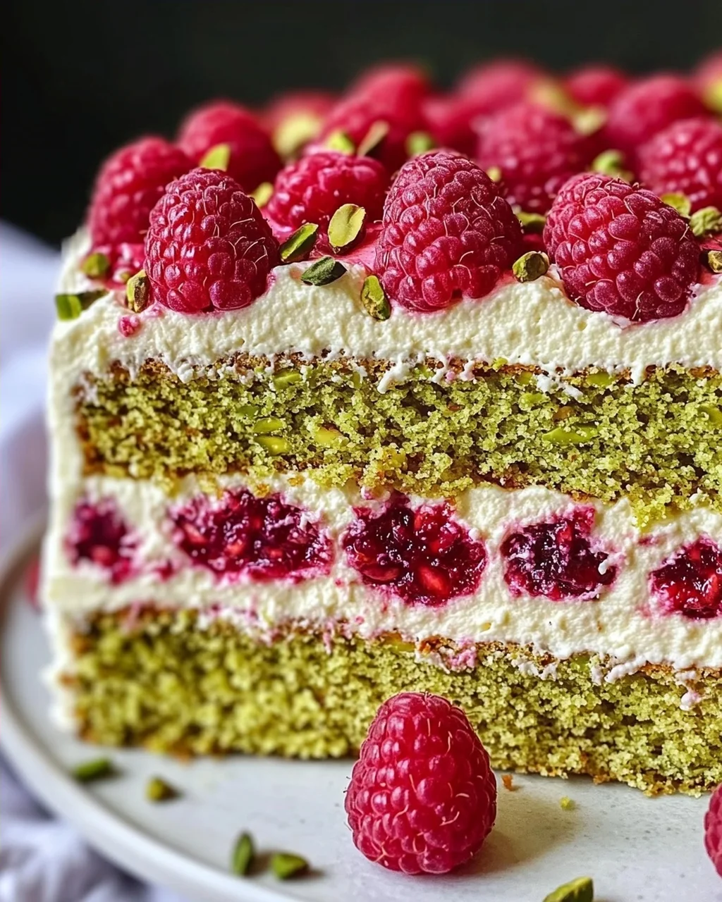 Pistazien-Himbeer-Torte mit Mascarpone-Creme