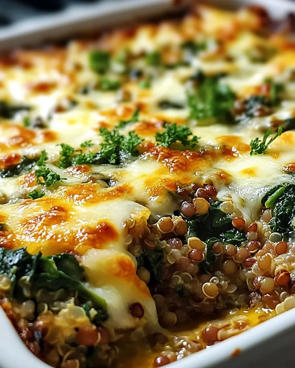 Quinoa Linsen Spinat Auflauf