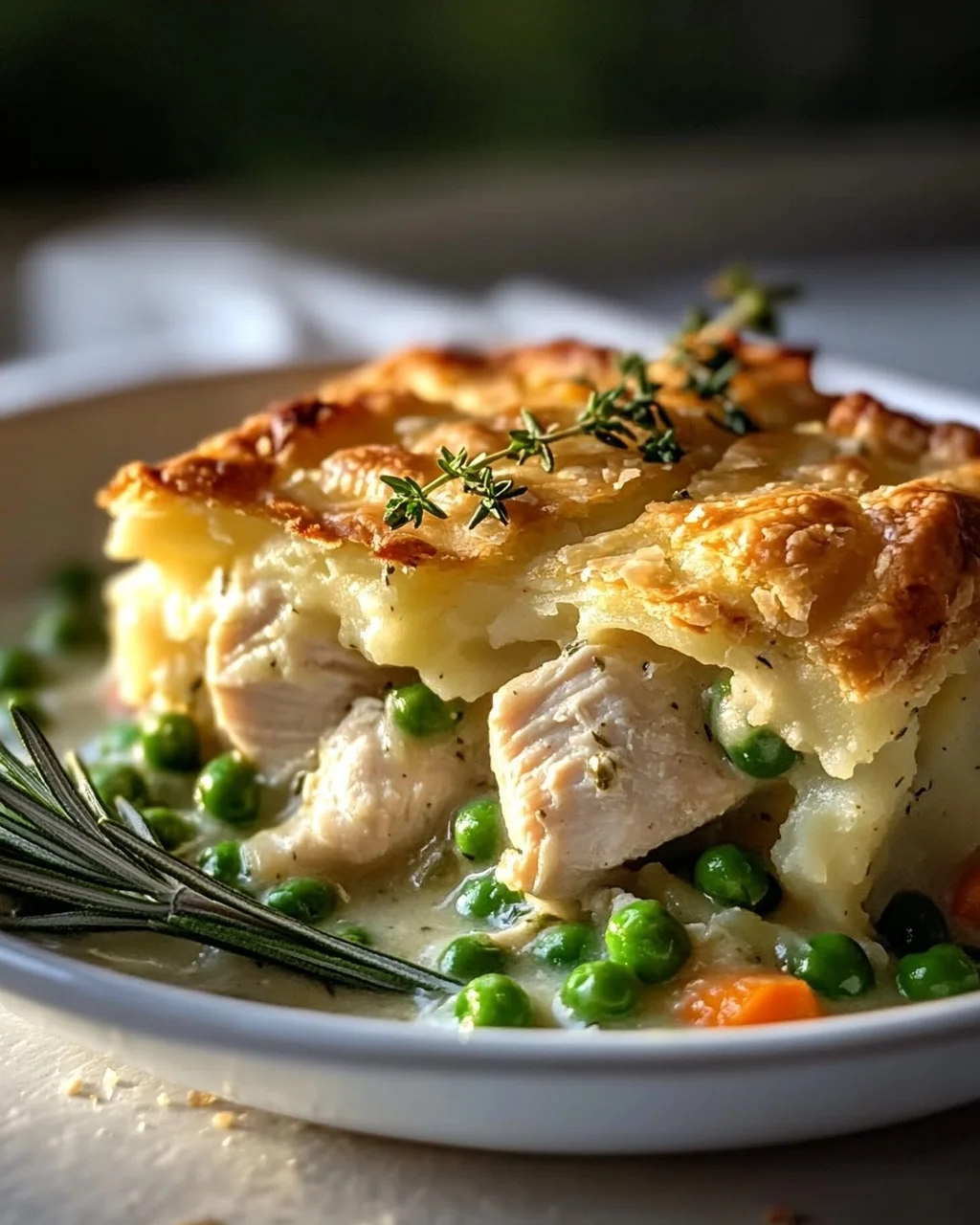 Rosemarin-Hähnchen-Pot Pie mit Kartoffelkruste – Herzhaft!