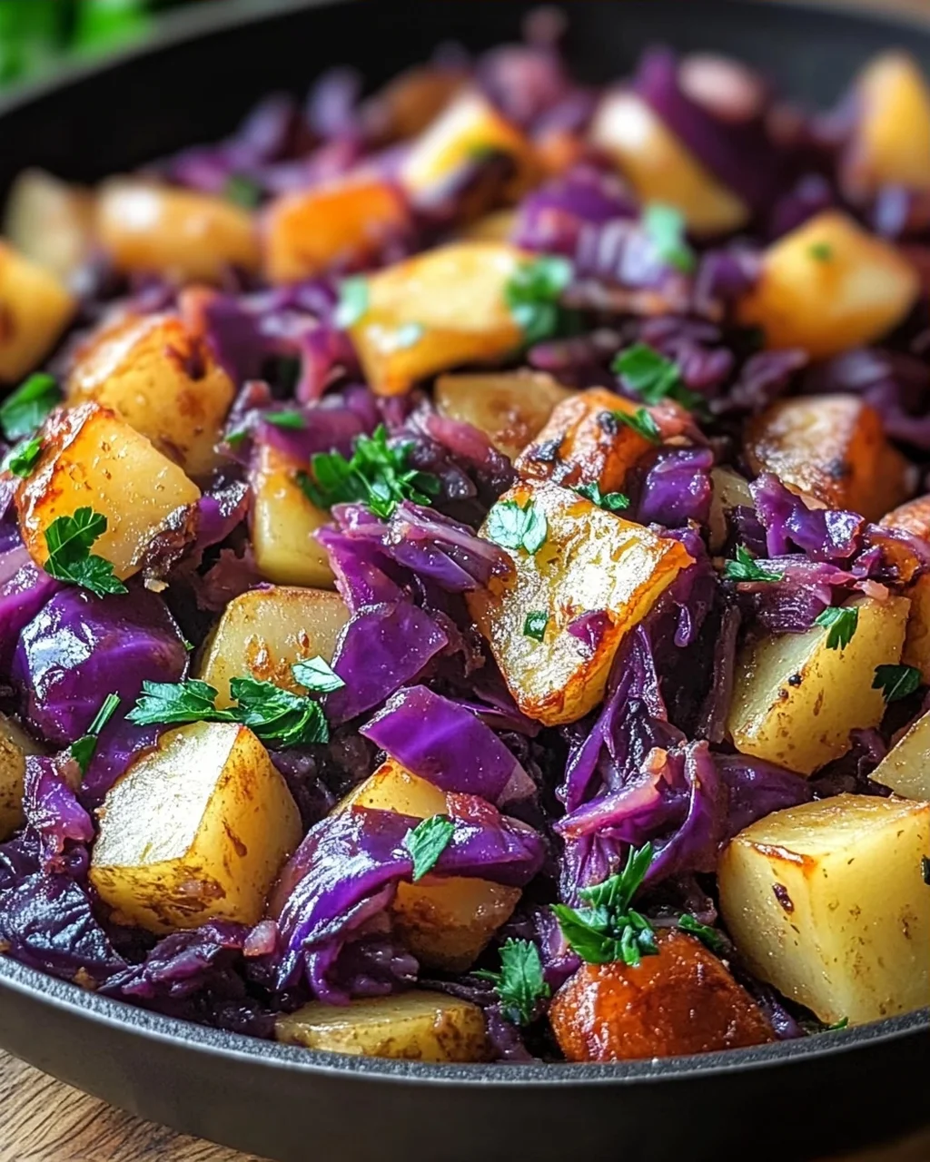 Rotkohl Pfanne mit Kartoffeln